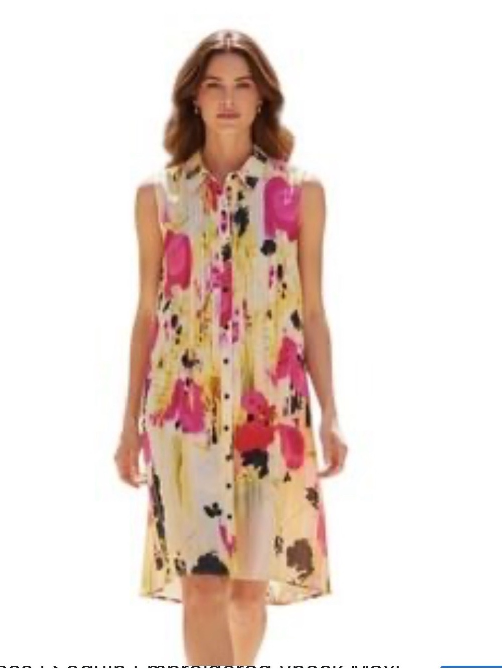 🩷 Tabitha New Sleeveless  Pink Floral Button-Front Dress
